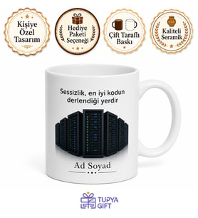 Backend Yazılımcısına Sunucu Odası Sessizliği Temalı Hediye Çay Kupası Bardak