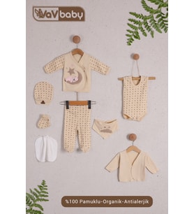 VaVBaby Organik Hastane Çıkışı 8’li Sleepy Bear Pembe