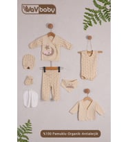 VaVBaby Organik Hastane Çıkışı 8’li Sleepy Bear Pembe