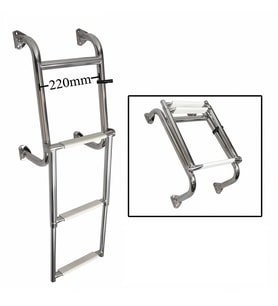 Sealux Katlanabilir Paslanmaz Tekne Merdiveni (3+1 Basamaklı) En: 22 cm Boy: 95
