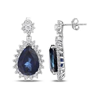 15.95 Karat Laboratuvar Pırlanta Safir Küpe - HRD Sertifikalı