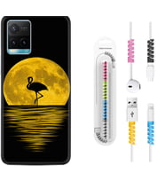 Vivo Y11S Y21S Y20 Y20S Y70 Kılıf Kablo Koruma Spiral Silikon Ay ve Flamingo 1775
