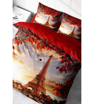 Nevresim Takımı %100 Doğal Pamuk Çift Kişilik 3d Digital Eiffel