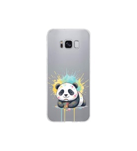 Samsung Galaxy S8 ile Uyumlu Splash Panda Tasarımlı Şeffaf Silikon Kılıf