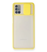 Newface Samsung Galaxy M51 Kılıf Palm Buzlu Kamera Sürgülü Silikon - Sarı
