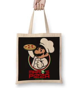 Mario Bros Mario's Pizza Bez Çanta Uzun Saplı