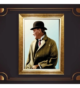 Altın Varaklı Çerçeveli Paspartulu Atatürk Tablo z5042 (Gold)