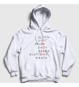 Presmono Unisex Beyaz Sins Movie Seven Se7en Kapüşonlu Sweatshirt 540013tt (Beyaz)