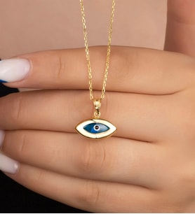 925 Ayar Gümüş Gold Göz Nazar Kolye