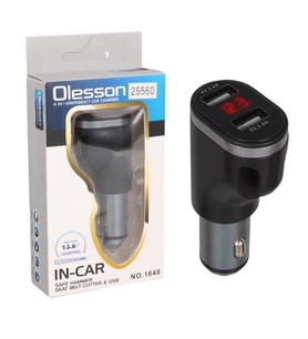 Olesson 1648 12-24V Çift USB Girişli 5V-2.4A Dijital Voltaj Ekranlı Araç Çakmaklık Şarj Aleti