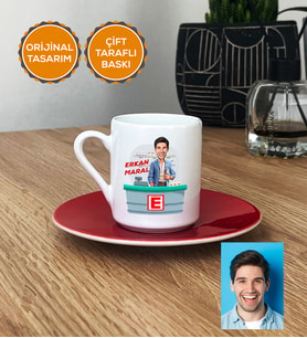 Kişiye Özel Karikatürlü Eczacı Türk Kahvesi Fincanı Erkek Ezacıya Tıp Bayramı Hediyesi (Kırmızı)