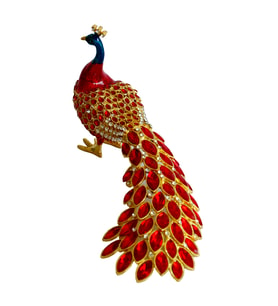 Kristal Taşlı Tavus Kuşu Biblo ve Mücevher Kutusu – 12x22x9 cm, Hediyelik Dekoratif Figür (Sarı, Kırmızı, Mavi, Karışık Renk Seçenekleriyle)