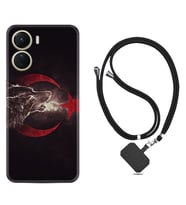 Vivo Y16 Kılıf Resimli Boyun Askılı İpli Desenli Silikon Kurt ve Ay Yıldız 1403
