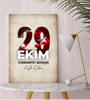 BK Gift 29 Ekim Tasarımlı Kanvas Tablo-2, 30x50cm 29 Ekim Hediyesi,Ev Dekorasyonu, 100.Yıl Hediyesi