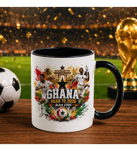 BK Gift Gana Taraftar Temalı 2026 Dünya Kupası Tasarımlı Siyah Kupa Bardak