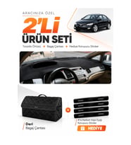 HONDA CIVIC FD6 (2005-2011) Uyumlu Torpido Örtüsü + Deri Bagaj Çantası + Sticker Seti - Siyah