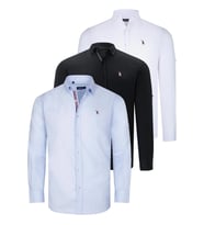 ÜÇLÜ SET G674 DEWBERRY ERKEK GÖMLEK-SİYAH-BEYAZ-AÇIK MAVİ (Karışık)