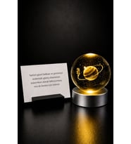 AROMA HEDİYE Işıklı Renk Değiştiren 3D Kristal Satürn Cam Küre Pilli Sevgiliye Eşe Kız Arkadaşa Özel Gün Doğum Günü Yıl Dönümü Hediyelik