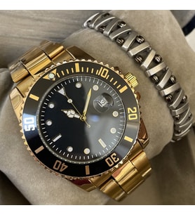 Hematit Bileklik ve Rolex Model Takvimli Çelik Erkek Kol Saati Erkeğe Hediye Babaya Kocaya Hediye Eşe Sevgiliye Hediye Kardeşe Arkadaşa Hediye Doğum Günü Hediyesi Yıldönümü Hediyesi