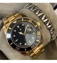 Hematit Bileklik ve Rolex Model Takvimli Çelik Erkek Kol Saati Erkeğe Hediye Babaya Kocaya Hediye Eşe Sevgiliye Hediye Kardeşe Arkadaşa Hediye Doğum Günü Hediyesi Yıldönümü Hediyesi