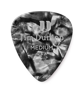 Jim Dunlop 483R02MD Genuine Celluloid Black Pearloid Pena (Medium)