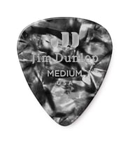 Jim Dunlop 483R02MD Genuine Celluloid Black Pearloid Pena (Medium)