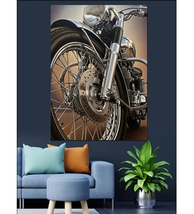 Motosiklet Retro Motor Detay Dekoratif Kanvas - Mdf Ahşap Tablo