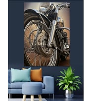Motosiklet Retro Motor Detay Dekoratif Kanvas - Mdf Ahşap Tablo