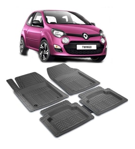 Twingo Uyumlu 3D Havuzlu Araç Paspas Oto Paspas Profsyonel-PRF (Siyah-Gri)