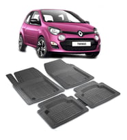 Twingo Uyumlu 3D Havuzlu Araç Paspas Oto Paspas Profsyonel-PRF (Siyah-Gri)