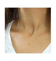 Gümüş Gold 3 Boyutlu C Harf Kadın Kolye CSR2183758