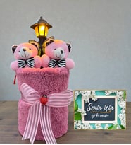 Premium Tasarım Sokak Lambalı Peluş Ayıcıklı Hediye Sevgiliye Arkadaşa Hediye