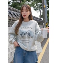 Destiny Baskılı Oversize Sweatshirt (Gri)
