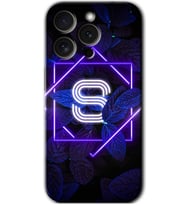 İphone 15 Pro Kılıf HD Desen Baskılı Kılıf - Dark Neon Yaprak S Harfi