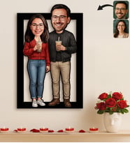BK Gift Kişiye Özel Sevgili Karikatürlü 3D Ahşap Tablo -5, Fotoğraftan Karikatür, Sevgililer Günü Hediyesi, Ev Hediyesi