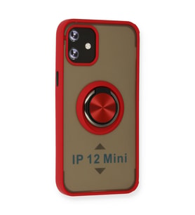 Iphone 12 Kılıf Montreal Yüzüklü Silikon Kapak - Kırmızı
