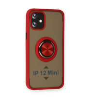 Iphone 12 Kılıf Montreal Yüzüklü Silikon Kapak - Kırmızı