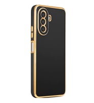Huawei Nova Y70 Kılıf Zore Bark Kenarları Altın Renk Kılıf (Siyah)