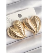 Pirinç Gold Renk İşlemeli Bomba Kalp Model Kadın Küpe - TJ-BKP10260