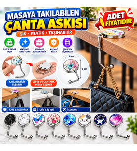 Mey İthalat® Masaya Takılabilen Çanta Askısı Çanta Tipi Pratik Metal Çanta Kanca