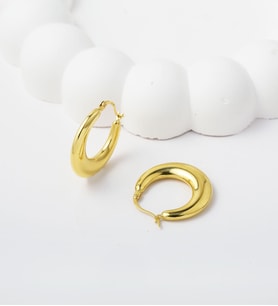 14 Ayar Altın Minimal Hilal Halka Küpe - Işıltılı ve Günlük Model