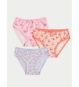 Kız Çocuk Kiraz desenli 3 'LüSlip Külot - 5-6 YAŞ / PEMBE