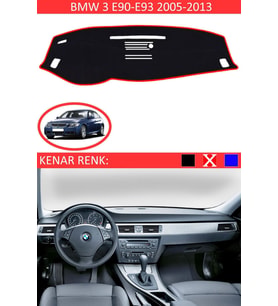 Bmw 3 E90-e93 2005-2013 Için Uygun Torpido Koruma Halısı Siyah Kenar Renk Kırmızı