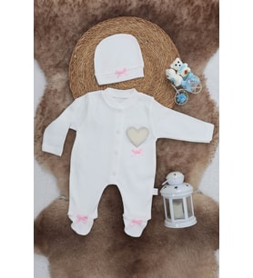 Sema Baby Pamuklu Bebek Tulum Seti 0-3 Ay - Love (Çok Renkli)
