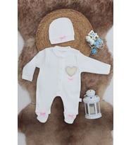 Sema Baby Pamuklu Bebek Tulum Seti 0-3 Ay - Love (Çok Renkli)