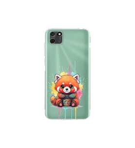 Huawei Y5P ile Uyumlu Splash Tilki Tasarımlı Şeffaf Silikon Kılıf