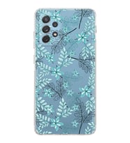 Samsung Galaxy A72  Kamera Korumalı  Kapak Floral Su Yeşili Tasarımlı  Şeffaf Kılıf