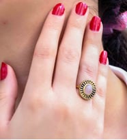 Doğal Taş Pembe Kuvars Yuvarlak Doğal Taşlı Antik Model Kadın Ayarlanabillir Yüzük euy74pk