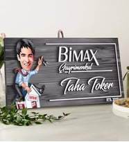 BK Gift Kişiye Özel Gayrimenkul Karikatürlü Gri Dekoratif Ahşap Tabela-2