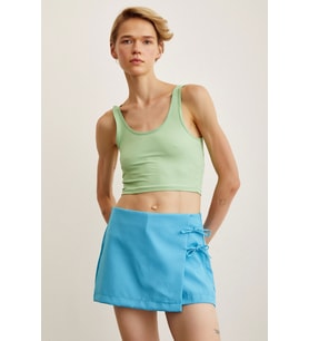 Askılı Crop Bluz Yeşil